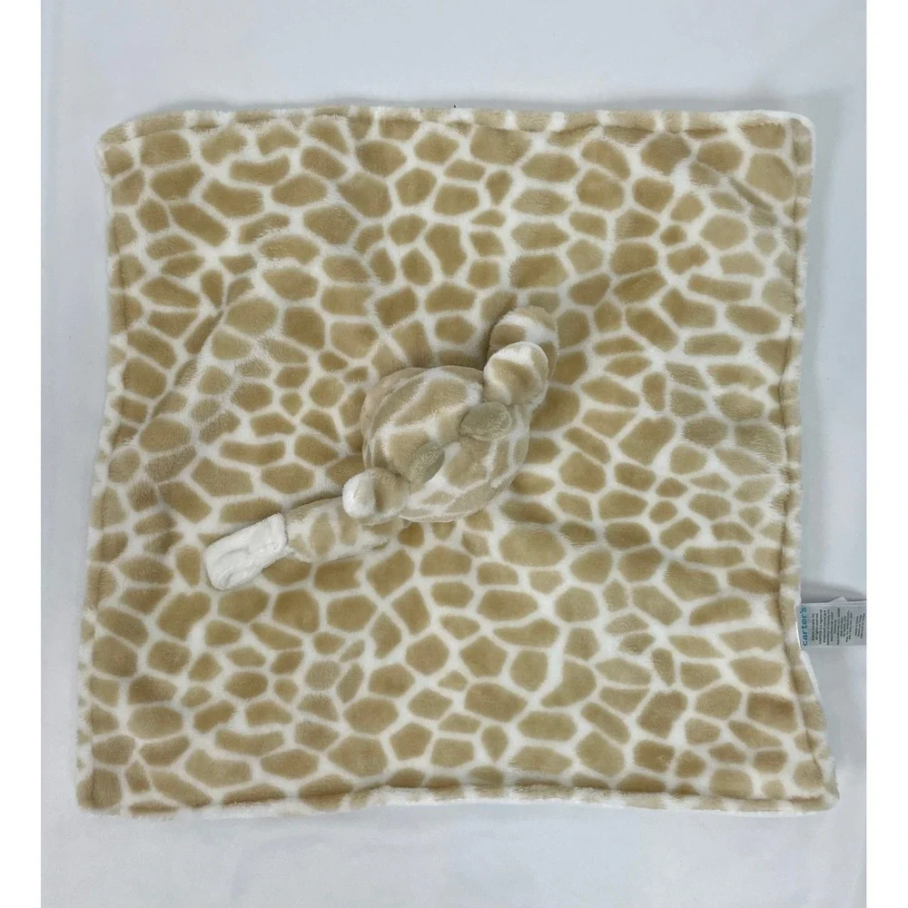 Carter's Spotted Giraffe Lovey Blanket Pacifier Holder Tan Brown‎ White Plush